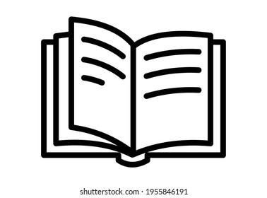 Open book icon in line style. Pictogram of library, educational or learning 