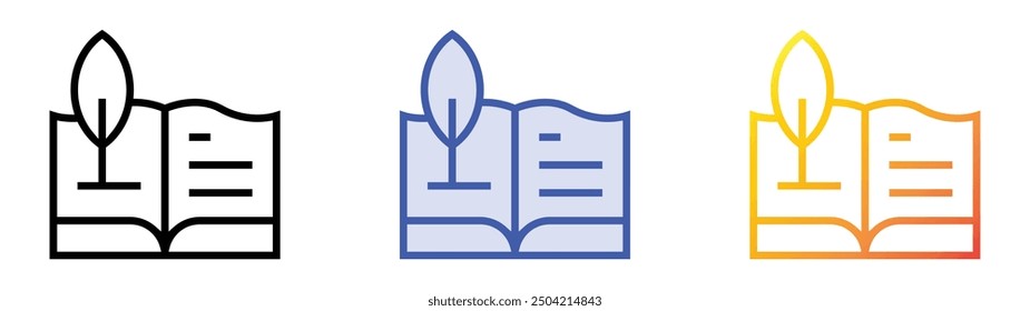 open book icon. Linear, Blue Fill and Gradient Style Design Isolated On White Background