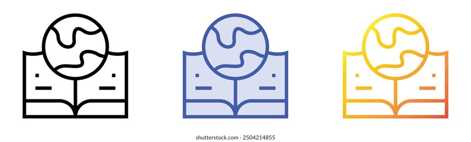 open book icon. Linear, Blue Fill and Gradient Style Design Isolated On White Background