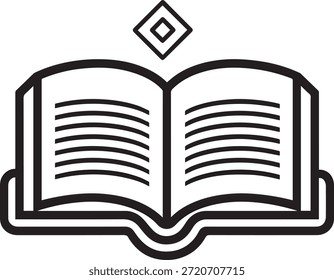 Abra el icono del libro. Símbolo de estudio de literatura. Gráfico de recursos de Biblioteca. signo de aprendizaje de Educación. Icono de hobby de lectura.