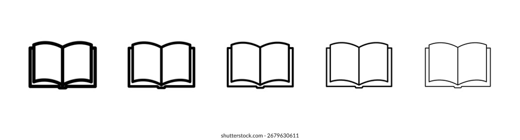 abrir o logotipo do ícone de livro na coleção de linhas de traçado