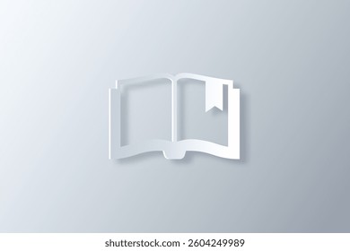 open book icon made with white paper cut effect style