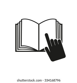 The open book icon. Manual and tutorial, instruction symbol. Flat Vector illustration