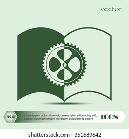 The open book icon. Manual and tutorial, instruction symbol. Fla