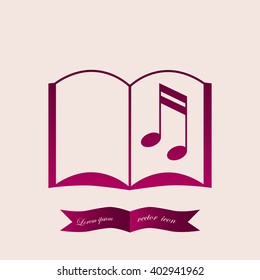 The open book icon. Manual and tutorial, music , instruction symbol