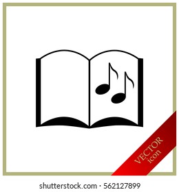 The open book icon. Manual and tutorial, music , instruction