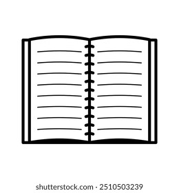 Open book icon. Notebook on white background. Education symbol. Vector Illustration.