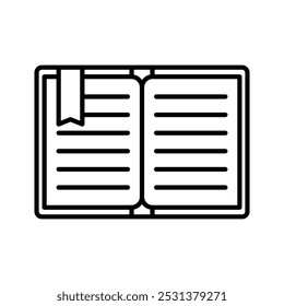 Abra el icono del libro. Cuaderno sobre fondo blanco. Símbolo de Educación. Ilustración vectorial.
