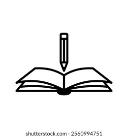 Open book icon. Notebook on white background. Education symbol. Vector Illustration.