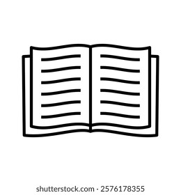 Open book icon. Notebook on white background. Education symbol. Vector Illustration.