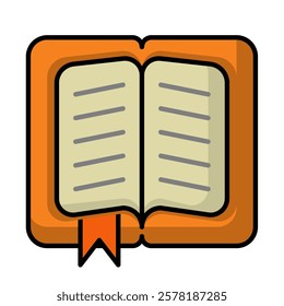 Open book icon. office material icon. lineal color
