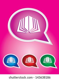 Open Book Icon on Speech Bubble