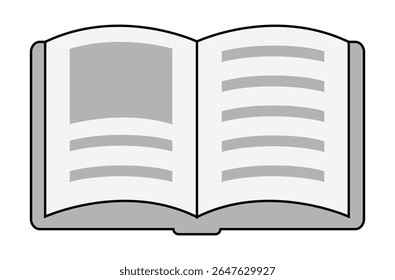 Open Book icon on transparent background, flat line design, vector illustration