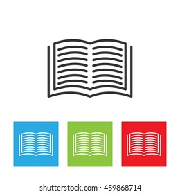 Open book icon. Book opened in a middle. Vector illustration.