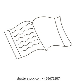 Open book icon in outline style isolated on white background. Education symbol vector illustration