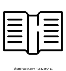 Open book icon. Outline open book vector icon for web design isolated on white background