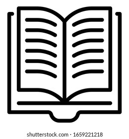 Open book icon. Outline open book vector icon for web design isolated on white background