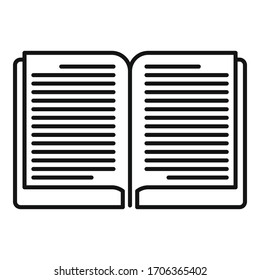 Icono de libro abierto. Icono de vector de libro abierto de esquema para diseño web aislado en fondo blanco