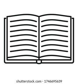 Abrir icono de libro. Icono de vector de libro abierto de contorno para diseño web aislado en fondo blanco