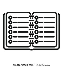 Abrir vector de contorno de icono de libro. Contabilidad del sistema. Software cliente