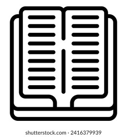Open book icon outline vector. Side shop cover. Education story data