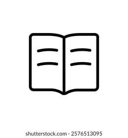 Open Book icon Outline vector for web ui