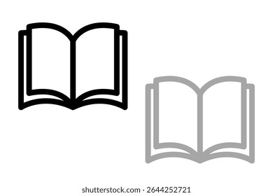 Open Book Icon Outline Vector Illustration
Book Icon Line isolated on gray, black a white background