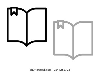 Open Book Icon Outline Vector Illustration
Book Icon Line isolated on gray, black a white background