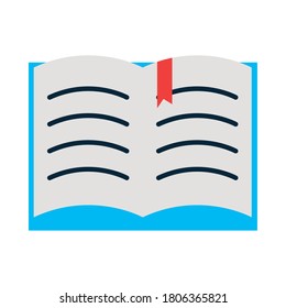 icono de libro abierto sobre fondo blanco, estilo plano, ilustración vectorial