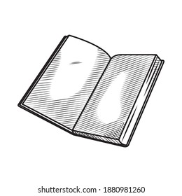 open book icon over white background, hand draw style, vector illustration