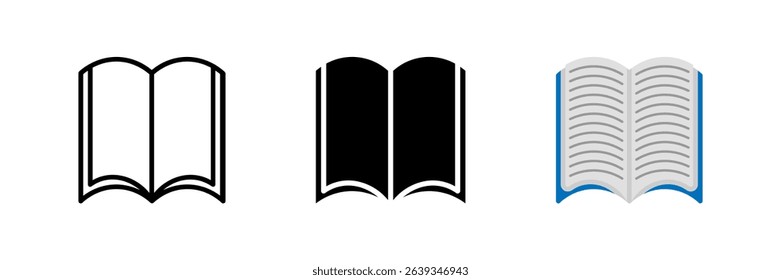 An open book icon, perfect for symbolizing reading, study, knowledge, education, and learning resources.