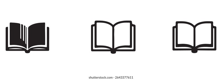 Open book icon pictogram set illustration