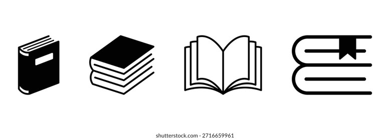 Ilustración abierta del conjunto del pictograma del icono del libro. Icono de libro Vector.