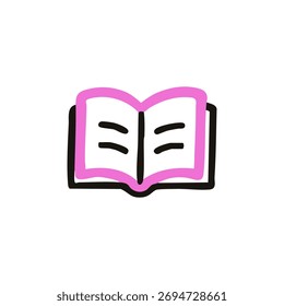 Buchsymbol öffnen, rosafarbenes Inneres, schwarzer Umriss