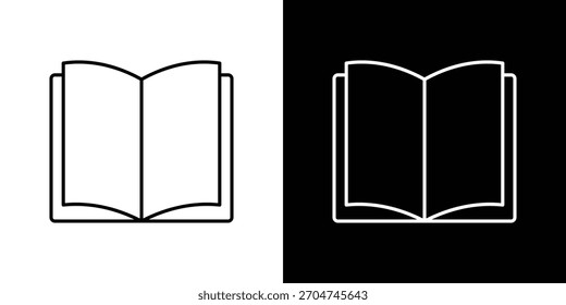Abrir el píxel de icono de libro perfecto. Símbolo de contorno. Dibujo lineal simple.