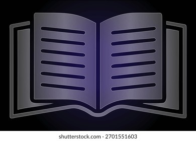 Open Book Icon with Purple Gradient symbol education glass morphism