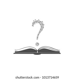 Open book icon with question mark above it. Flat Design. Vector Illustration