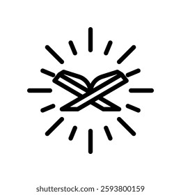 Open Book Icon with Radiating Lines Representing Knowledge and Wisdom