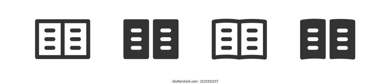 Open book icon. Read simple symbol. Book shape sign in vector flat style.