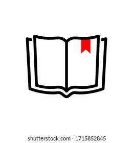 icono de libro abierto con marcador rojo