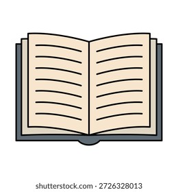 Offenes Buch-Symbol, das Bildung, Lernwissen, Leseaktivitäten und akademische Studienkonzepte darstellt.