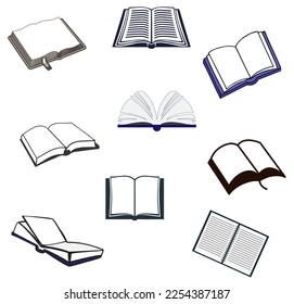 Offenes Buchsymbol. Set mit 9
