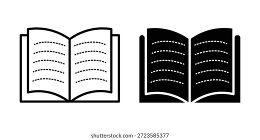 Buch-Symbol in schwarzer Linie und Glyphe-Symbol. Einfaches Buchsymbol. Vektorgrafik.
