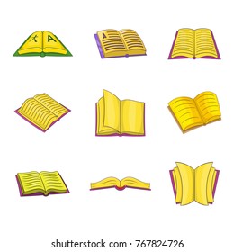 Open book icon set. Cartoon set of open book vector icons for your web design isolated on white background