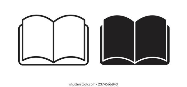 open book icon set. library history story book vector symbol. magazine sign in black and white color