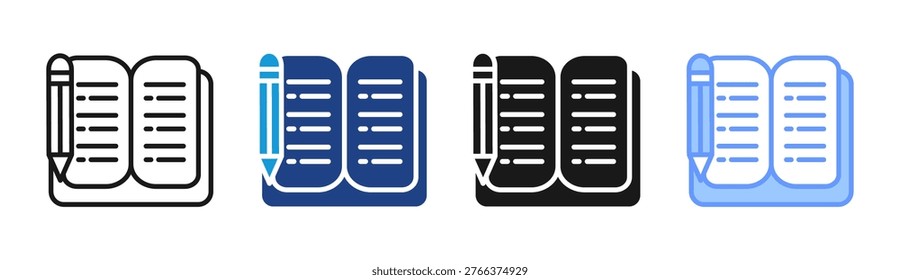 Open Book icon set multiple style collection