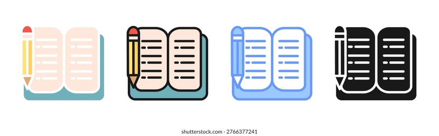 Open Book icon set multiple style collection