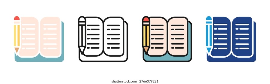 Open Book icon set multiple style collection