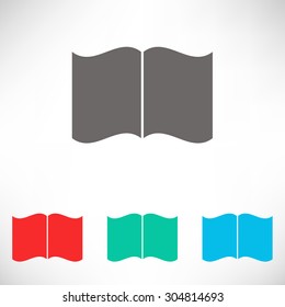 Open book icon. Set of varicolored icons.