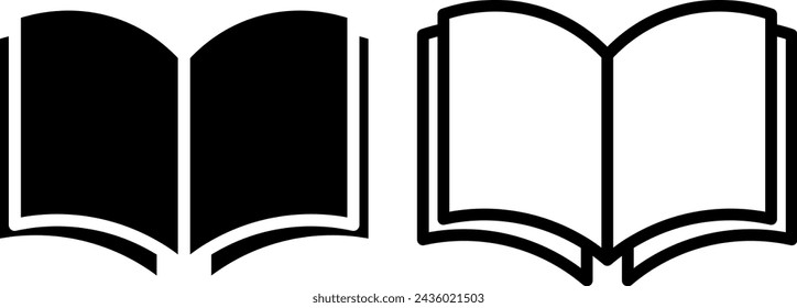 open book icon, sign, or symbol in glyph and line style isolated on transparent background. Vector illustration